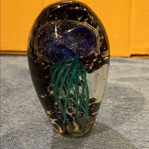 Glass Jellyfish Paperweight - Blue and Green